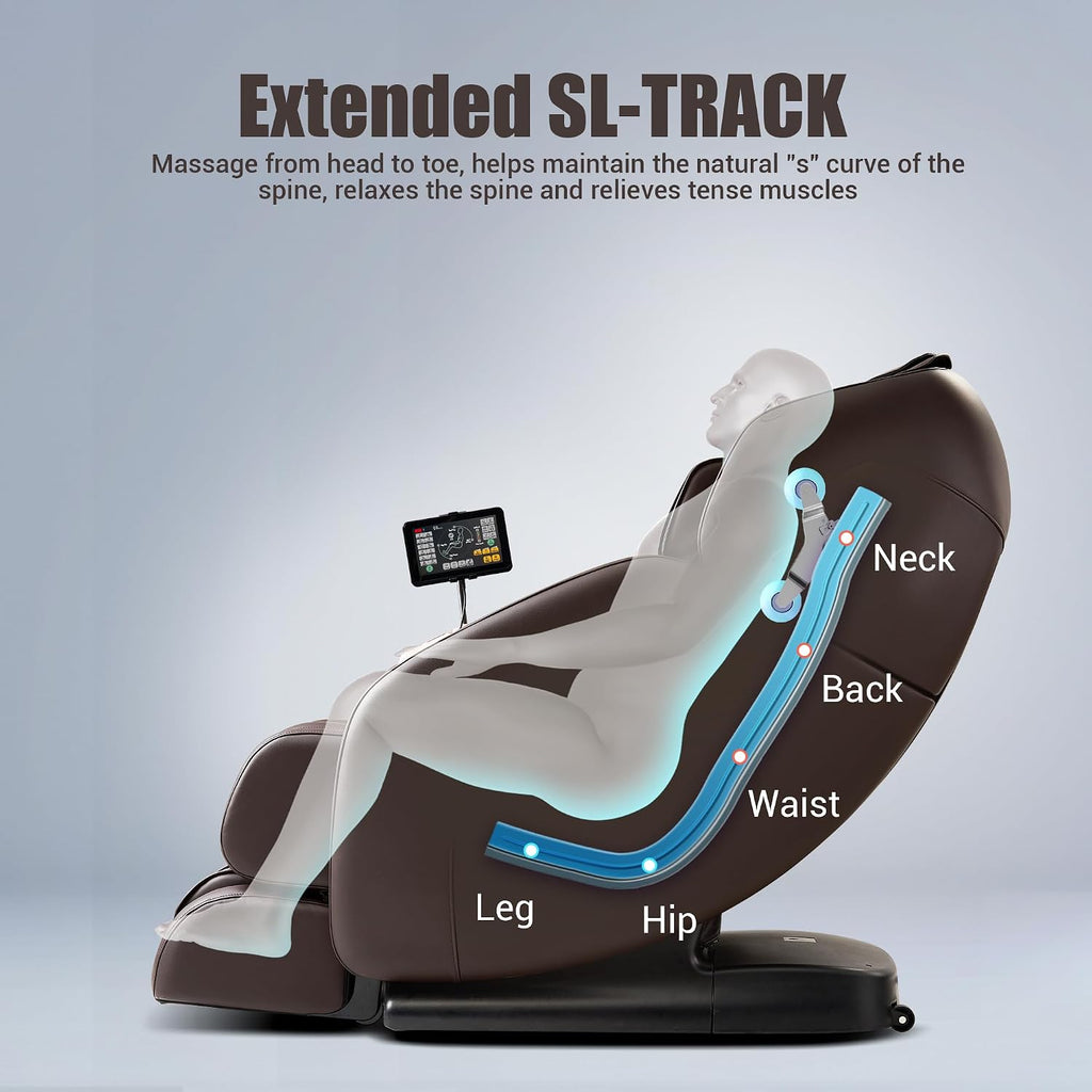 Massage Chair Full Body, Zero Gravity SL Track Heavy Duty Massage Recliner Chair with Heat, 12 Auto Modes for Home, M1612 Brown